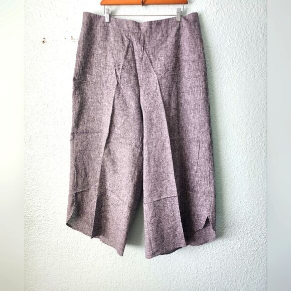 Cynthia Rowley Gray Linen Blend Crop Wide Leg Pants - Picture 1 of 12